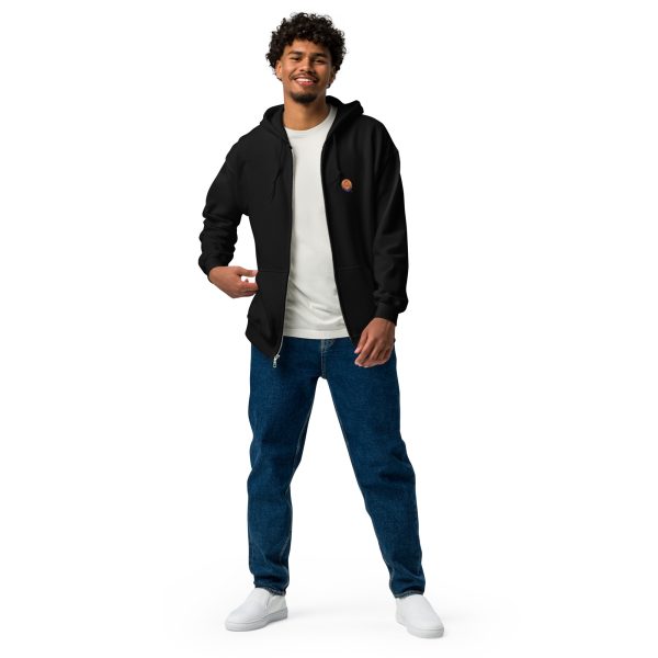 Felpa con cappuccio e zip misto pesante unisex